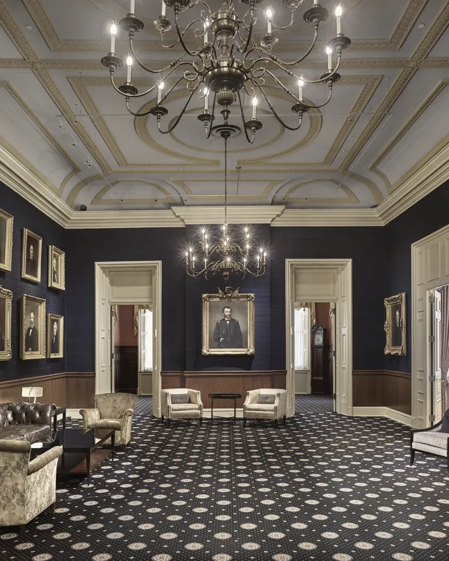A portrait-lined salon at the Union League