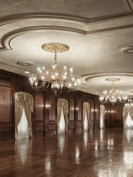 The Meade Room's carved ceiling